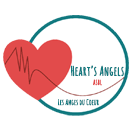 Un rond avec &agrave; l'int&eacute;rieur un coeur rouge et l'inscription Heart's Angels ASBL, les anges du coeur 