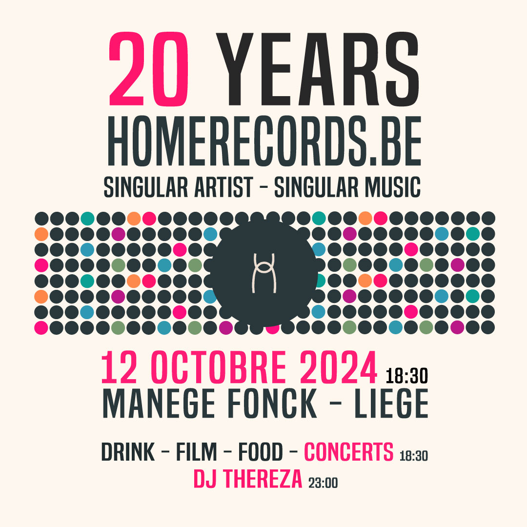 homerecords.be fête ses 20 ans au Manège Fonck ce 12 octobre prochain ! Au programme ; concerts, drink, projection de film, repas et DJ pour clôturer la soirée. Plus d'infos sur notre site internet : https://www.homerecords.be/event/homerecords-be-fete-ses-20-ans-2/register