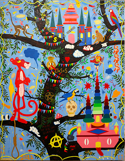 laurent impeduglia, tree of life, oil on canvas, 180x140 cm, 2023