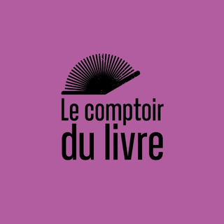 Logo du Comptoir du livre sur fond rose
