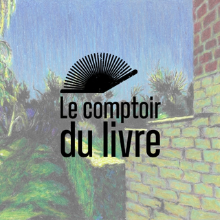 Logo du Comptoir du livre sur fond de Paul Mahoux