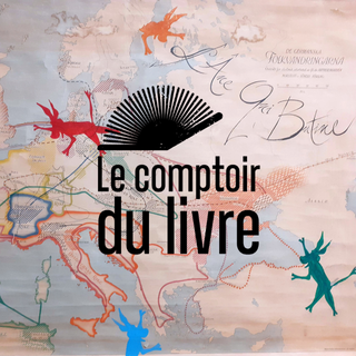 Logo du Comptoir du livre sur fond de L'&Acirc;ne qui butine