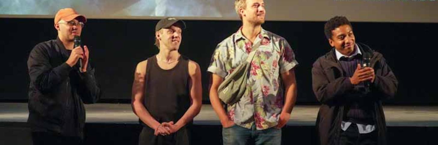 Michiel Blanchart (réalisateur) et Thomas Mustin, Jonas Bloquet et Jonathan Feltre (acteurs)