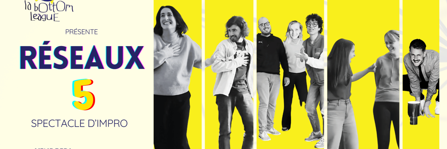 Affiche Jaune R&eacute;seaux 5 - Personnages dansant souriant