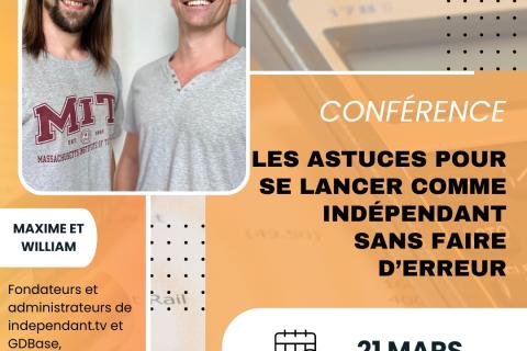 Affiche - Conférence : Les astuces pour se lancer comme indépendant sans faire d'erreurs