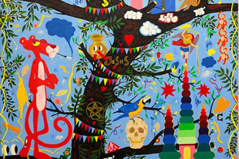 laurent impeduglia, tree of life, oil on canvas, 180x140 cm, 2023