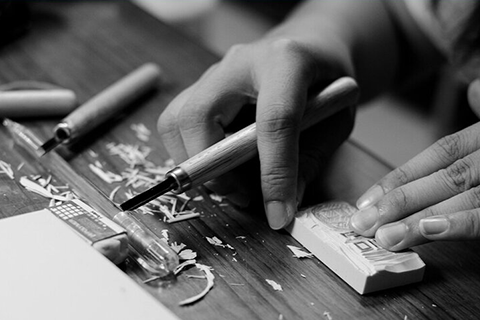 Gravure sur gomme